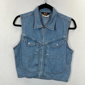 Vintage 90s REI Light Wash Denim Zip Front Vest - Size Small